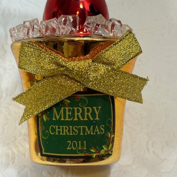 2011 Hand Blown Glass Christmas Champagne Bucket Ice Ornament Merry Christmas - Picture 9 of 16